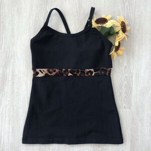 Oh‎ My Bod Leopard Print Black Athletic Gym Tank S
